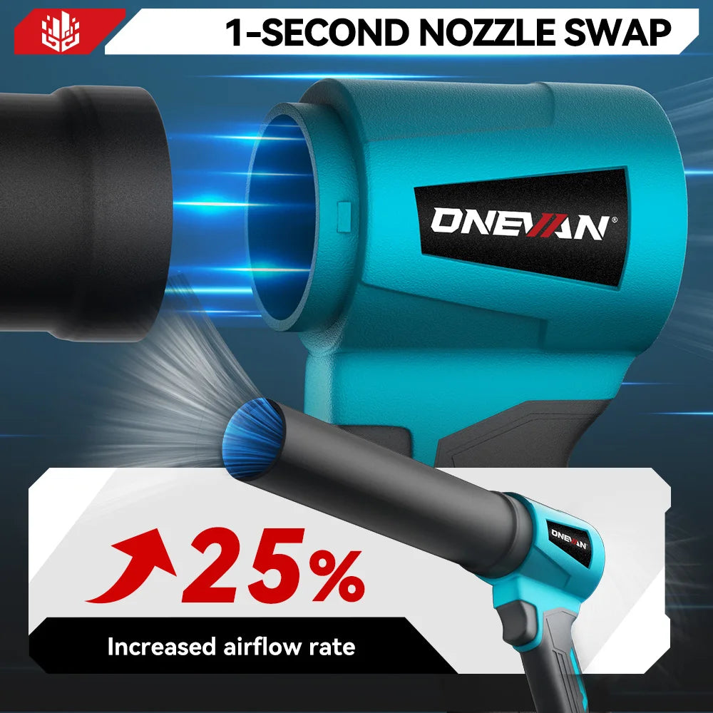 Onevan 400m/s ventilador turbo elétrico sem escova, 4000w, 300000rpm, ferramenta de sopro de poeira de folhas sem fio para makita, pino de bateria de 18v