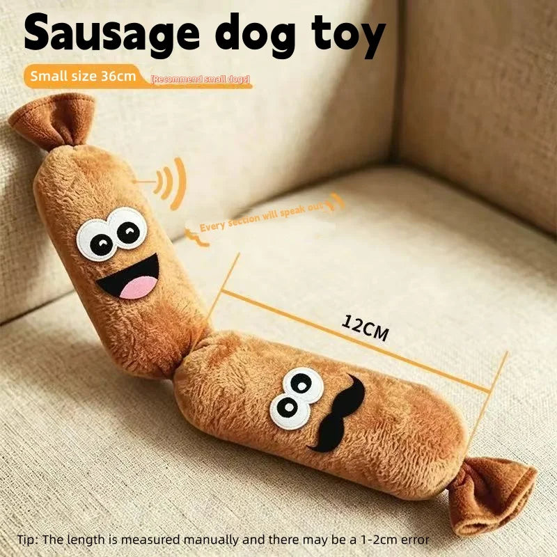 Brinquedo de Pelúcia para Cães em Formato de Salsicha com Som BB, Resistente a Mordidas e Desgaste, para Mastigar e Aliviar o Estresse, Ideal para Brincadeiras Autônomas