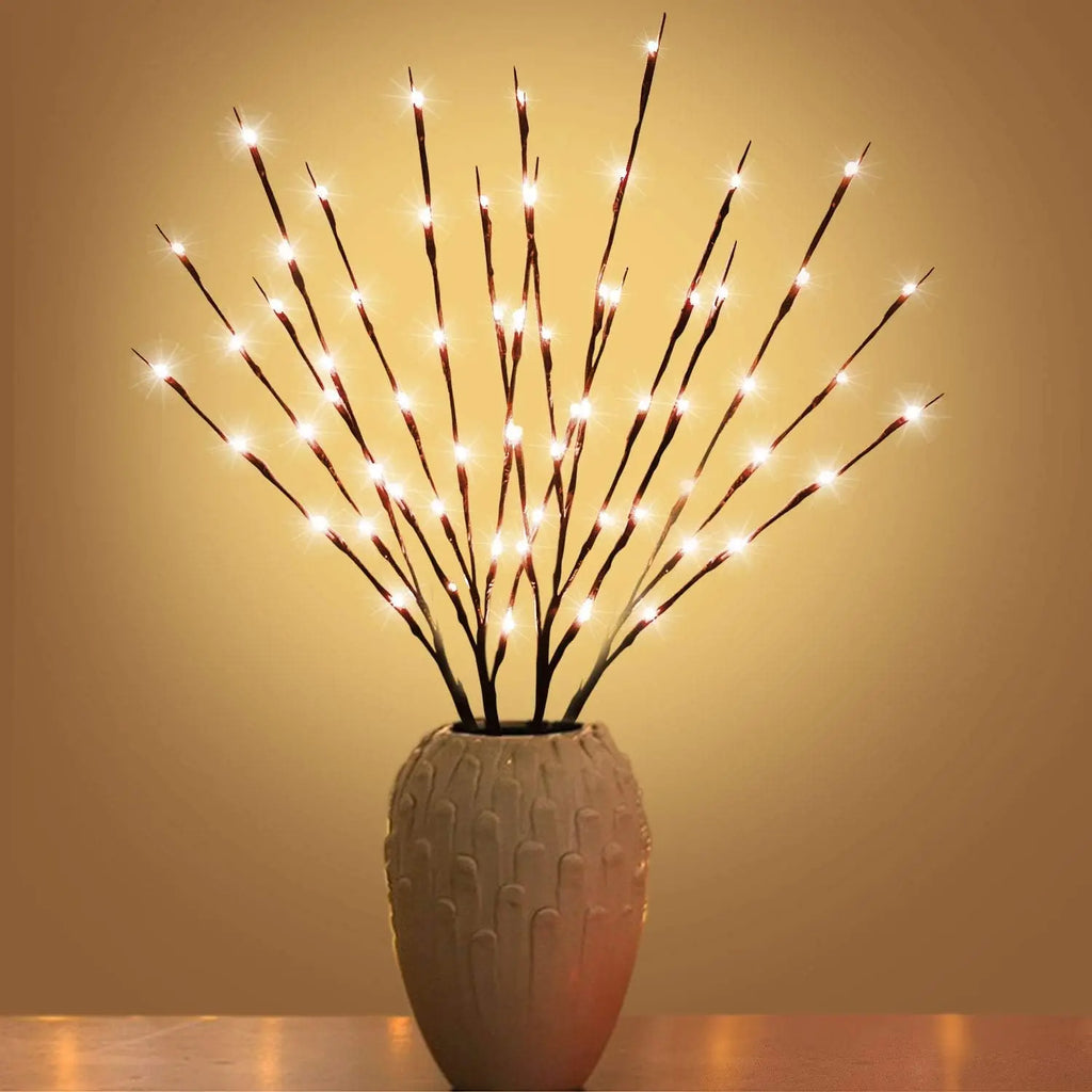 Led ramo de árvore de natal luzes a pilhas dobrável galho ramo luzes para casa interior vaso decoração do festival do feriado - Kasa & Pet