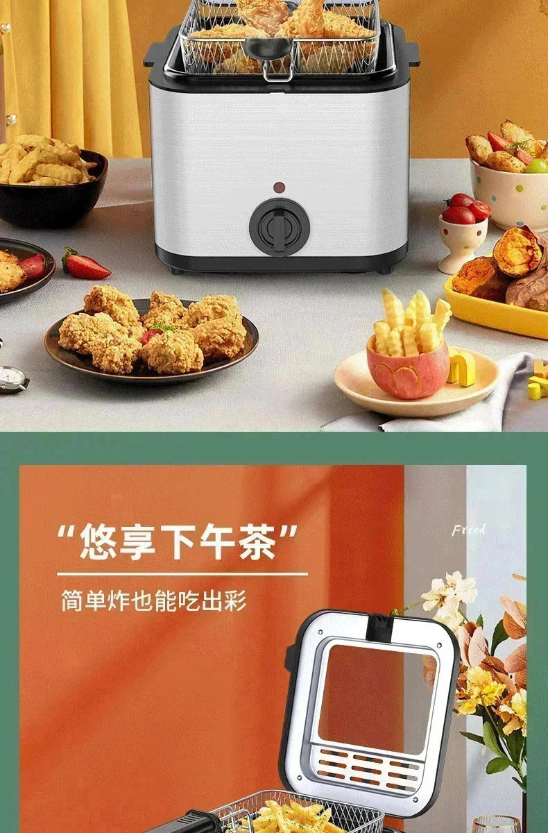 110v 220v 1000w 2.5l casa multi funcional fritadeira elétrica óleo batatas fritas asas de frango lanche máquina
