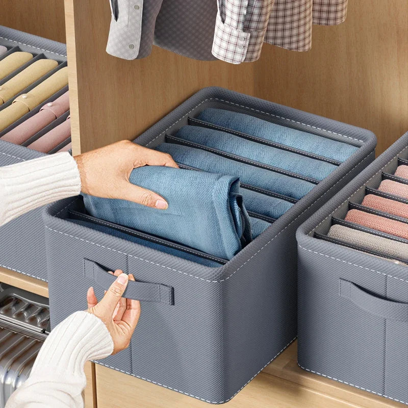 Caixa organizadora de roupa com 6/7/9 compartimentos, para guardar calças mais grossas, dobrável, com divisórias, ideal para camisolas, camisas e gavetas de armários e guarda-roupas.
