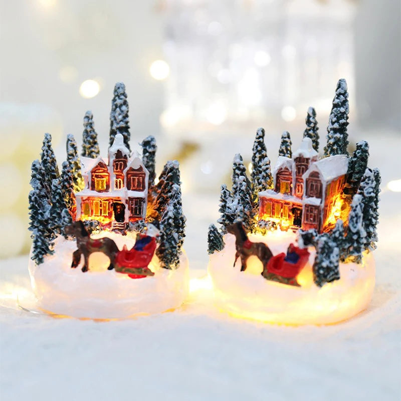 Decorações de natal led luzes da noite luminosa micro paisagem casa presente criativo das crianças natal ano novo ornamentos