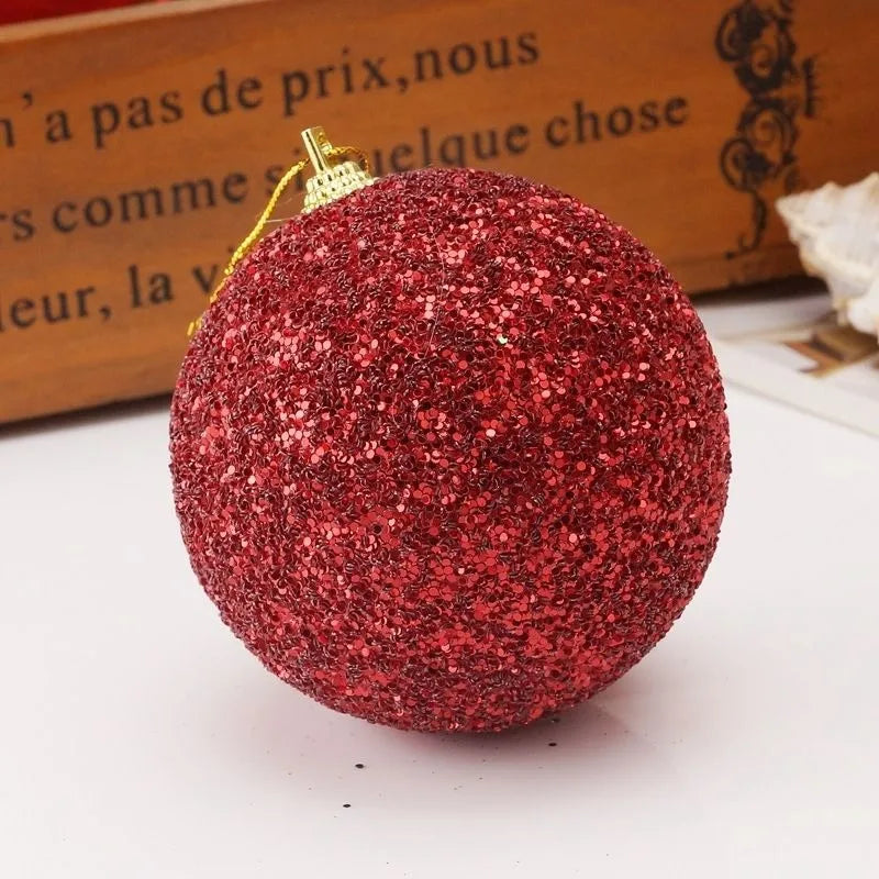 6/30 pçs glitter champanhe branco vermelho bolas de natal ornamentos espumante árvore de natal pendurado bola pingentes decoração de festa de ano novo