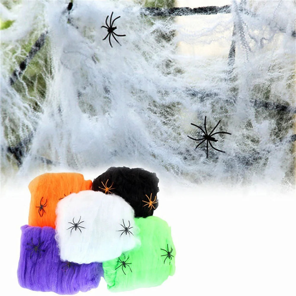 Decoração de festa de halloween de terror, casas assombradas, porta ao ar livre, pano preto assustador, gaze assustadora, adereços góticos