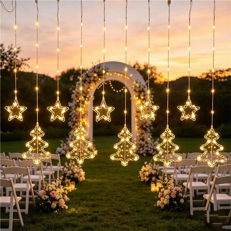 Cortina de Luzes de Natal, Luzes de Fada, 3M, Alimentação USB, Controle Remoto, 8 Modos, Decorações LED para Janelas de Casa