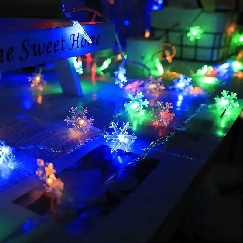 10/20/40leds natal luz de fadas corda usb/bateria alimentado árvore de natal feriado decoração de ano novo floco de neve luz corda