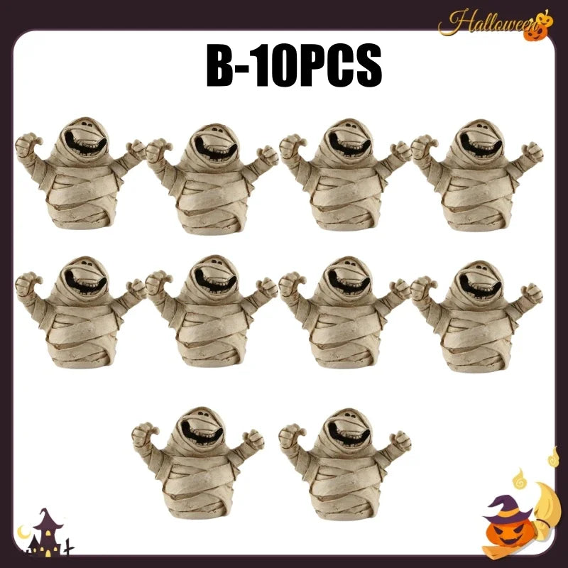 Decoração de Halloween: Fantasma, Abóbora e Múmia - Enfeite de Resina Assustador para Mesa, Perfeito para Noite de Halloween, Sala de Estar e Festas