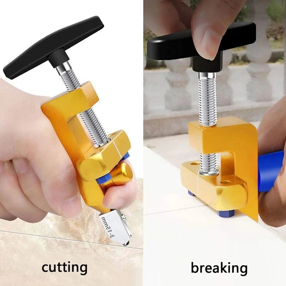 Cortador Manual de Azulejos e Vidros com Cabeça de Corte de Diamante, Adequado para Cortar Vidros Grossos, Cerâmicas Esmaltadas e Espelhos.