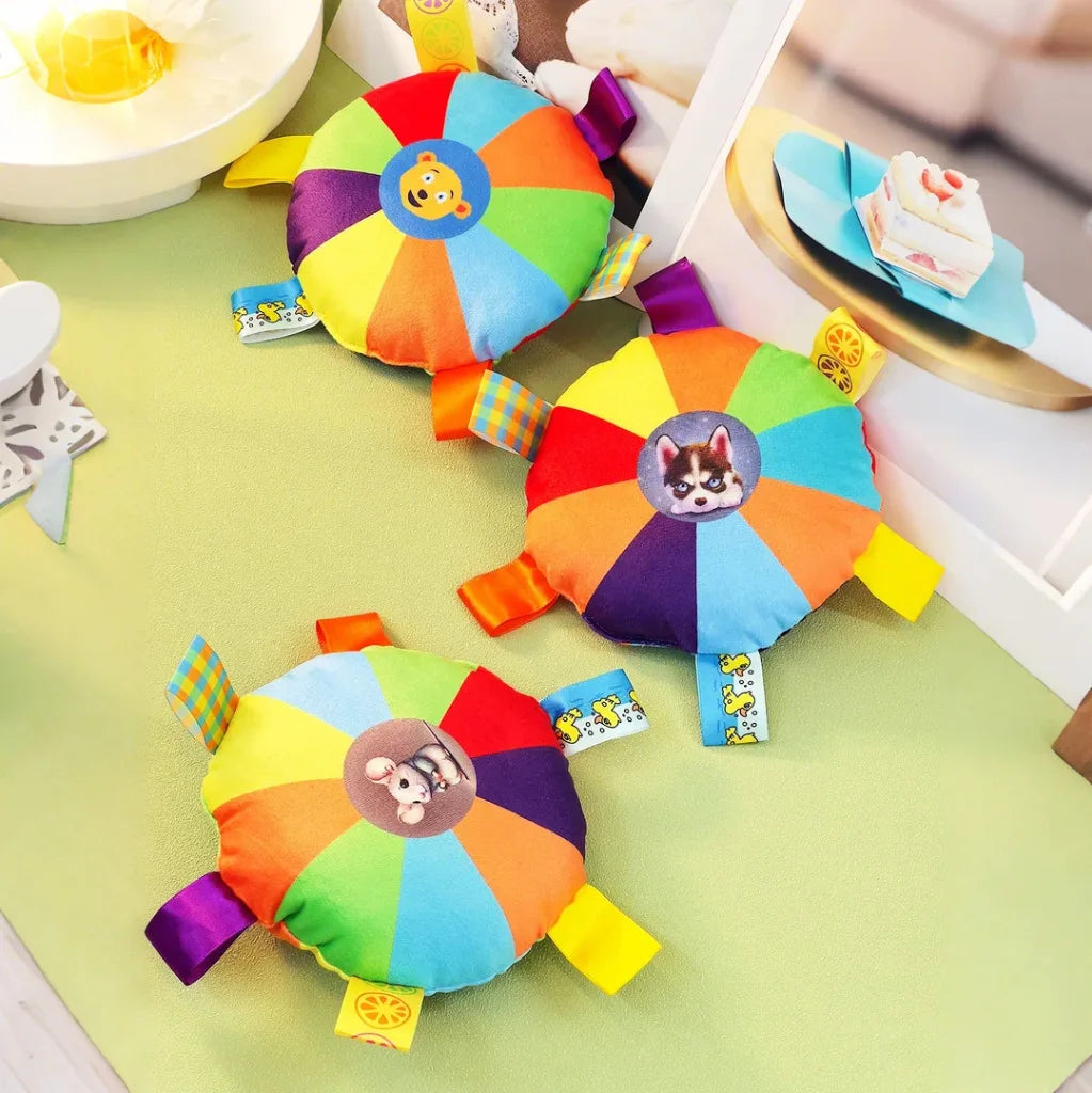 Brinquedos coloridos e sonoros em forma de disco voador, feitos de pelúcia, resistentes a mordidas, ideais para cães e gatos, para brincar, treinar e estimular a dentição.