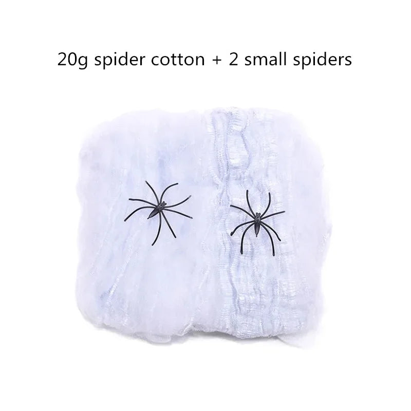 Decoração de halloween teia de aranha branca artificial elástica teia de aranha para o dia das bruxas assustador festa em casa adereços decoração de casa assombrada