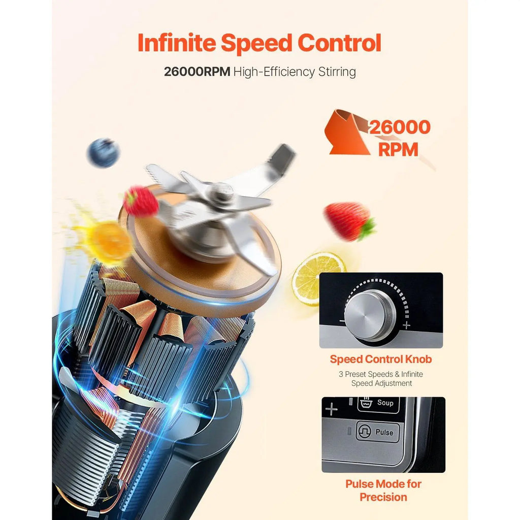 Smoothie Blender 135 Oz 1400W Knob Control Ice Crushing Kitchen Use