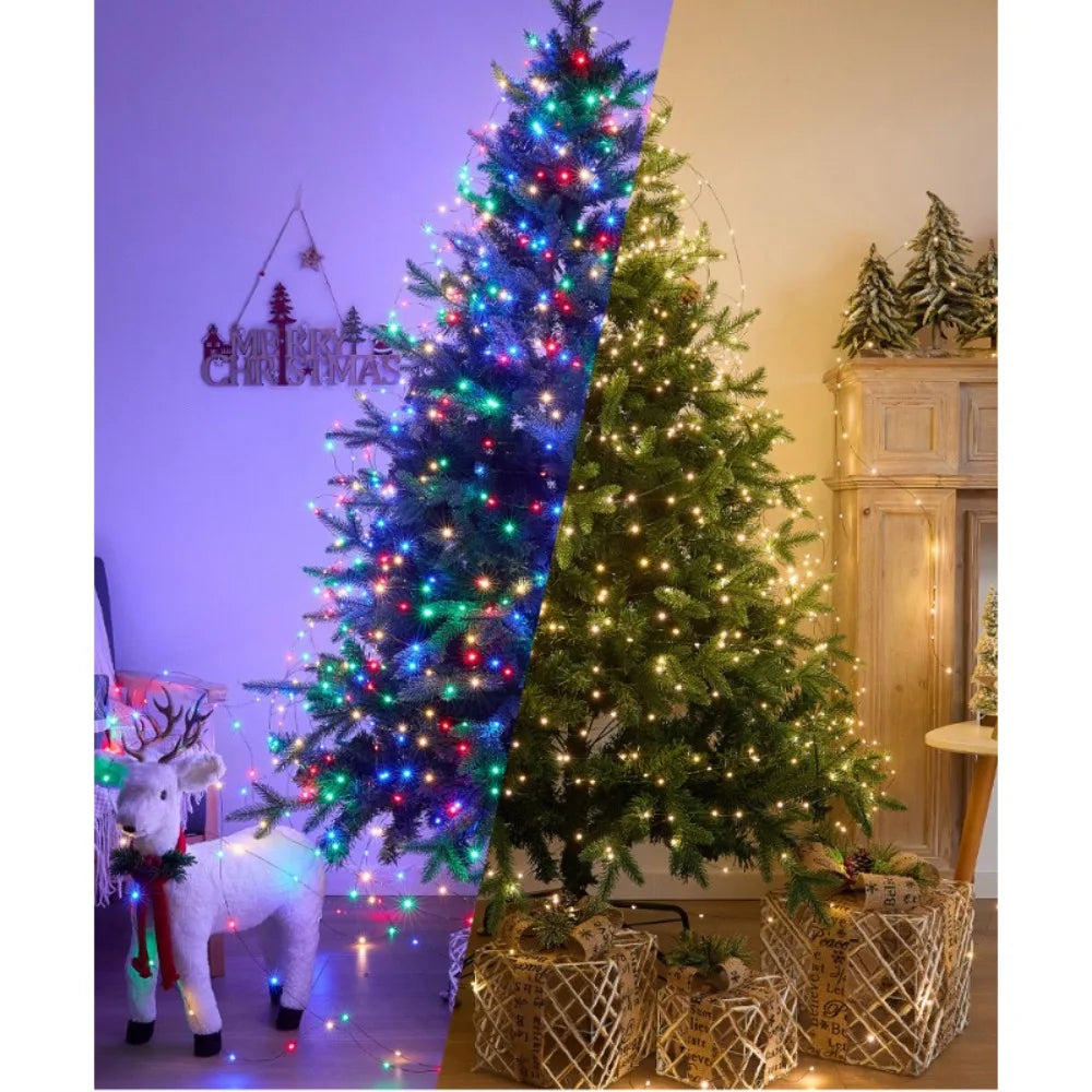 Decorações para Árvore de Natal, Luzes de Cordão à Prova d'Água para Exterior, Guirlandas de Ano Novo, Luzes LED Decorativas para Casamento e Decoração de Natal em Casa