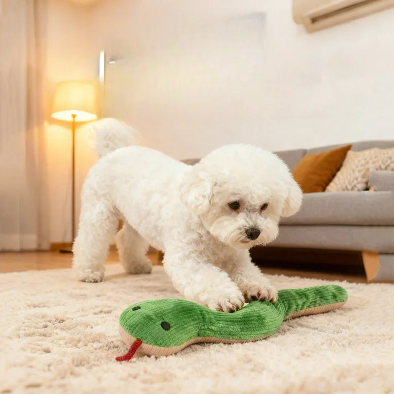 Brinquedo interativo em forma de cobra para animais de estimação, brinquedo sonoro de pelúcia resistente a mordidas, limpeza dos dentes para gatinhos, filhotes, animais de estimação pequenos
