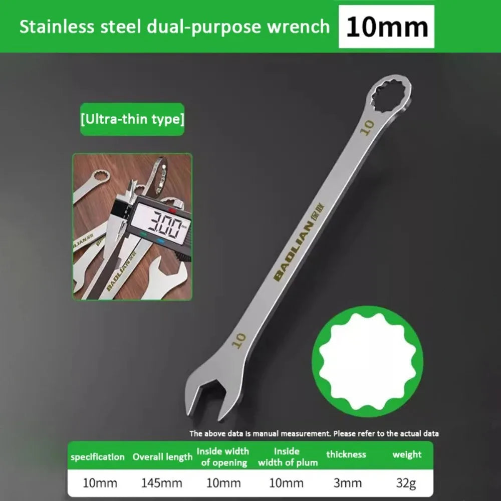 1 pces 5-32mm ultra-fino chave de extremidade aberta multi-função 3mm de espessura chave de catraca chave de extremidade aberta de extremidade dupla