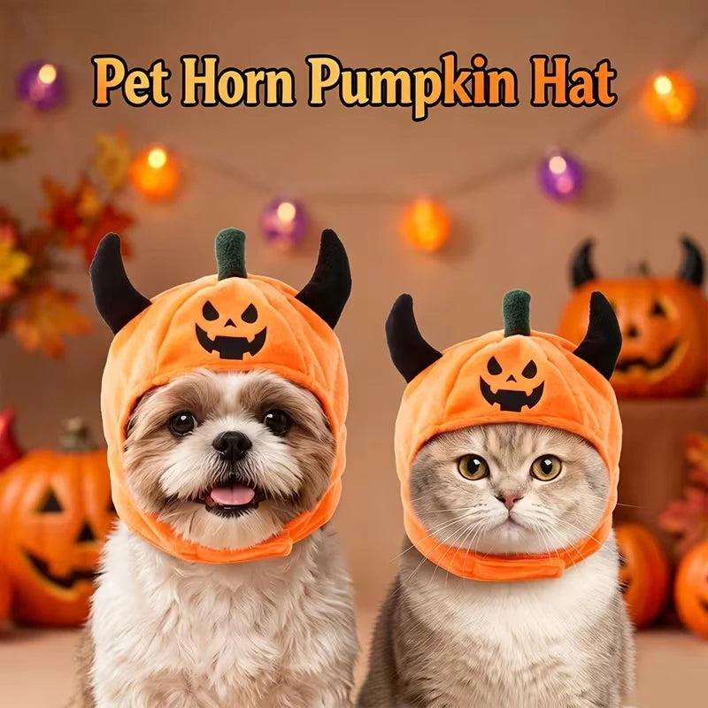 Chapéu de Fantasia para Animais de Estimação de Halloween – Divertido Chapéu de Diabo/Abóbora para Gatos e Cães; Quente, Festivo e Peculiar – Um Presente de Feriado para Pequenos Animais de Estimação