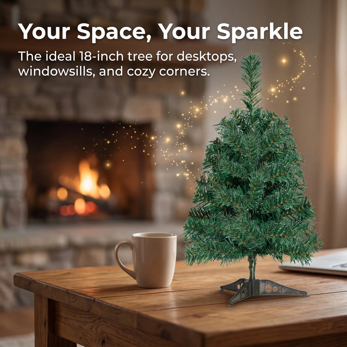 Árvore de Natal Artificial Mini de 45cm, Pequena Árvore de Natal para Mesa, para Decoração de Casa, Escritório, Mesa de Janela, Festa de Fim de Ano