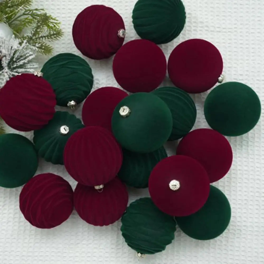 Bolas de natal de veludo 12 unidades/caixa bolas de árvore flocadas pingente ornamentos design luxuoso decoração para decorações de natal
