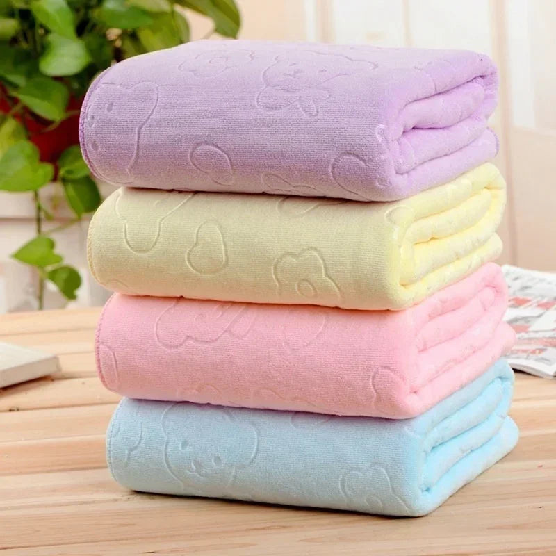 Toalha de banho gravada Microfiber, acessório absorvente espesso, macio, suprimentos domésticos, 70*140