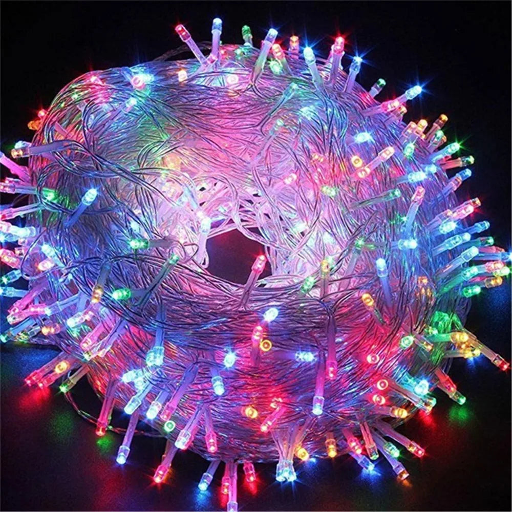 Luzes de Cordão LED 10m 30m 50m 100m para Decoração de Árvore de Natal e Casamento, Luzes de Fada à Prova d'Água para Uso Interno e Externo 220V EU