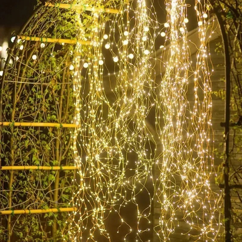 Decorações para Árvore de Natal, Luzes de Cordão Solares para Jardim Externo, Luzes de Fio de Cobre LED para Festas em Casa, Casamentos, Ano Novo 2027