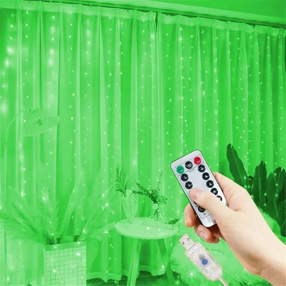 Luzes de fadas de natal guirlanda de casamento ao ar livre 8 modo led usb cortina luz corda festa decoração do feriado jardim luz navidad - Kasa & Pet