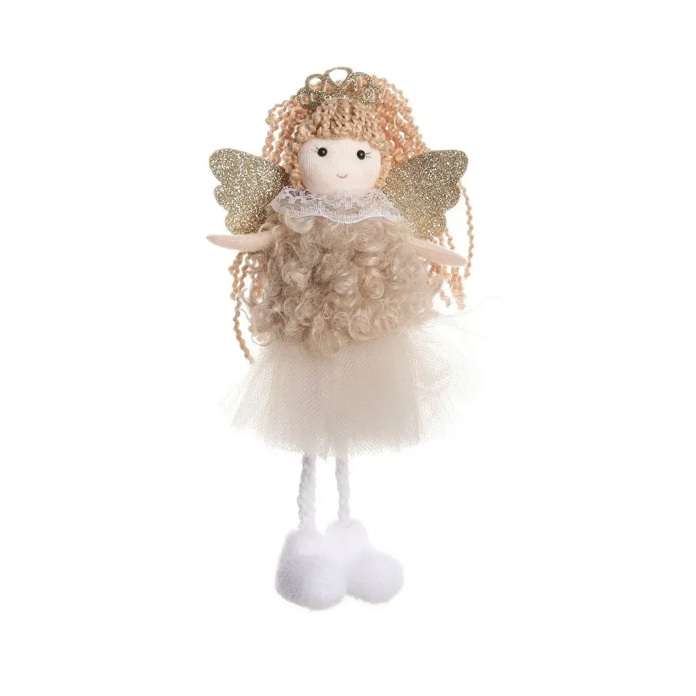 Natal Pendurado Malha Sequin Saia, Anjo Xmas Árvore Pingente Enfeites, Decoração de Casa, Noel, Presentes, 2022