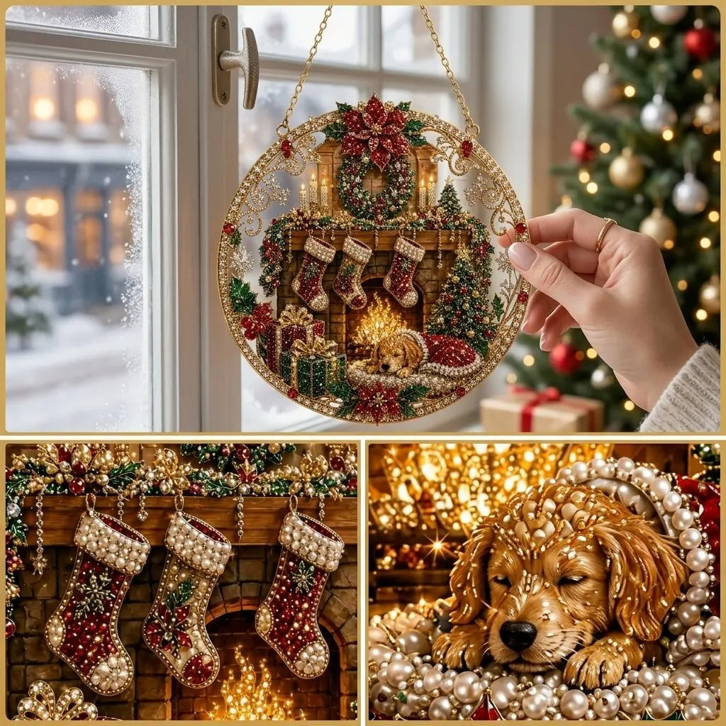 Enfeite de Natal Redondo para Pendurar, Enfeite de Natal Redondo em Acrílico, Criativo Enfeite de Natal em Acrílico para Pendurar