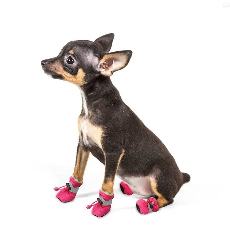Conjunto de 4 Sapatos Impermeáveis para Cães, Botas de Chuva Antiderrapantes com Sola Macia, Sapatos para Gatos, Botas para Filhotes, Acessório para Patas