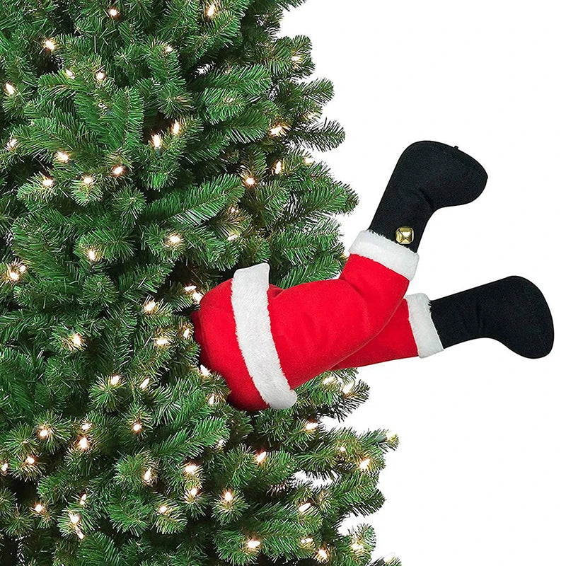 Decoração da árvore de natal papai noel pernas de pelúcia porta decoração papai noel elf perna decoração de natal para casa pendurado ornamentos 2024