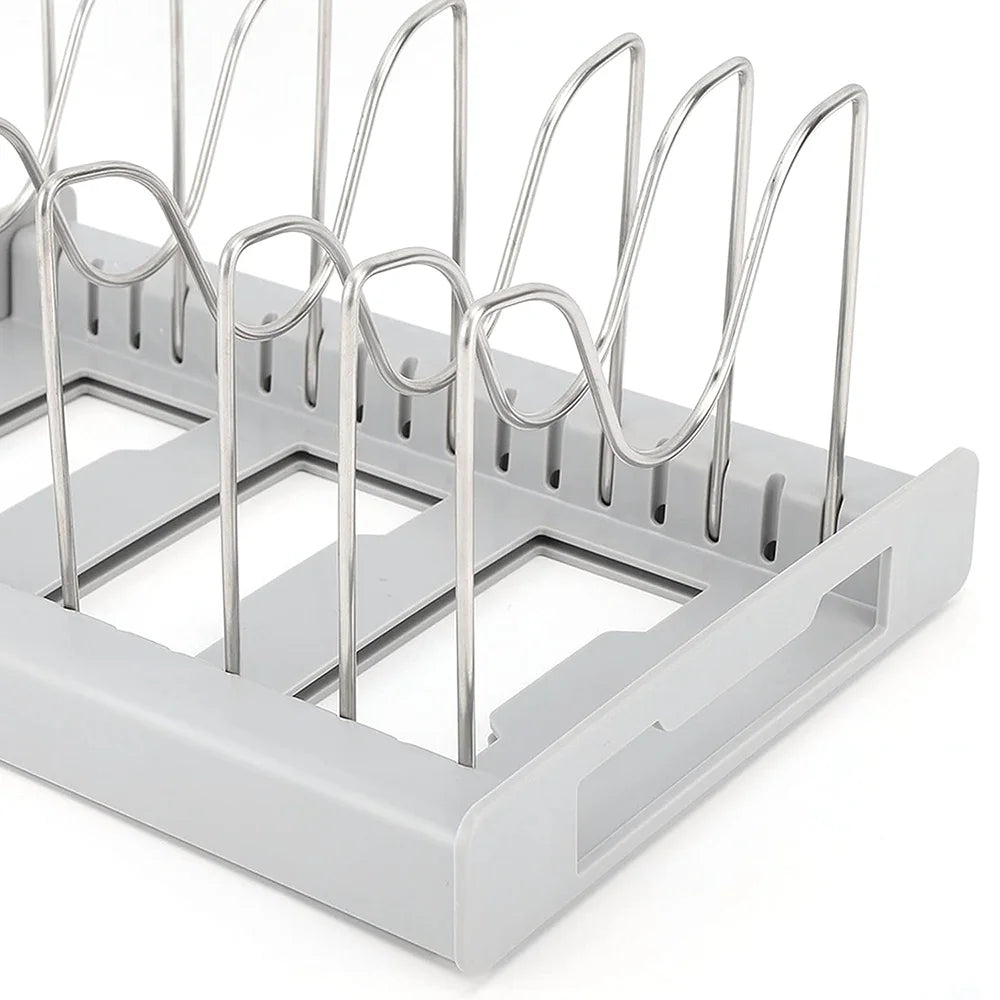 Organizador de Utensílios de Cozinha Expansível com 7 Compartimentos Ajustáveis, Suporte para Panelas, Organizador de Armário