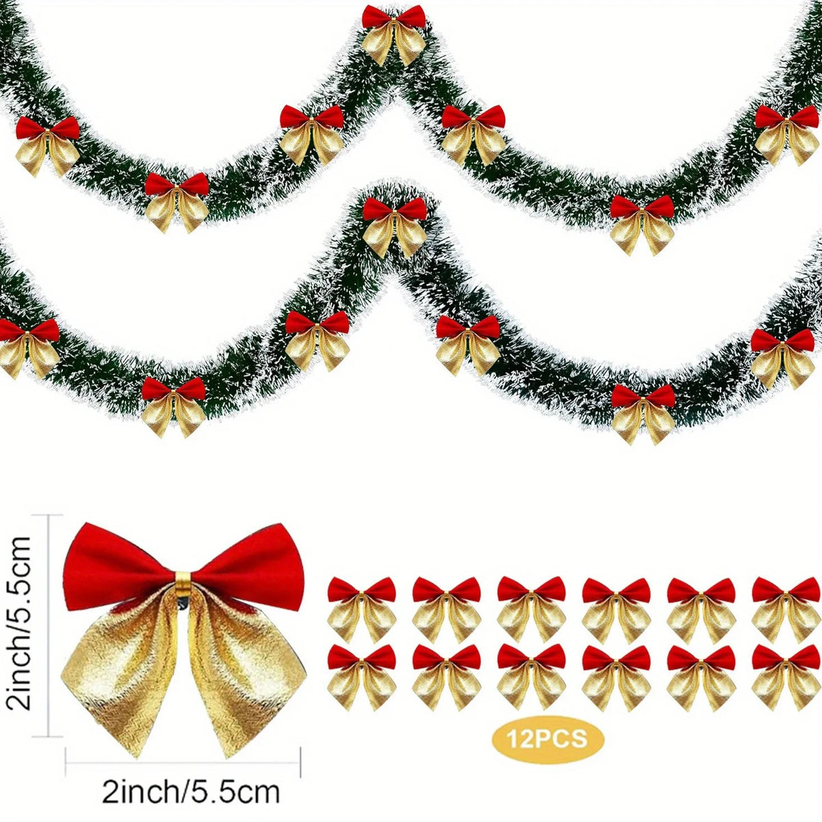 5M de fitas decorativas de Natal com laços, fita verde em forma de cana, guirlanda para pendurar na árvore de Natal, enfeites para projetos «faça você mesmo», decoração para festas e para a casa.