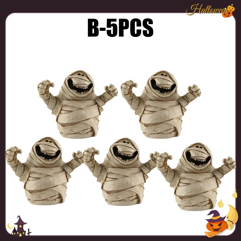 Decoração de Halloween: Fantasma, Abóbora e Múmia - Enfeite de Resina Assustador para Mesa, Perfeito para Noite de Halloween, Sala de Estar e Festas