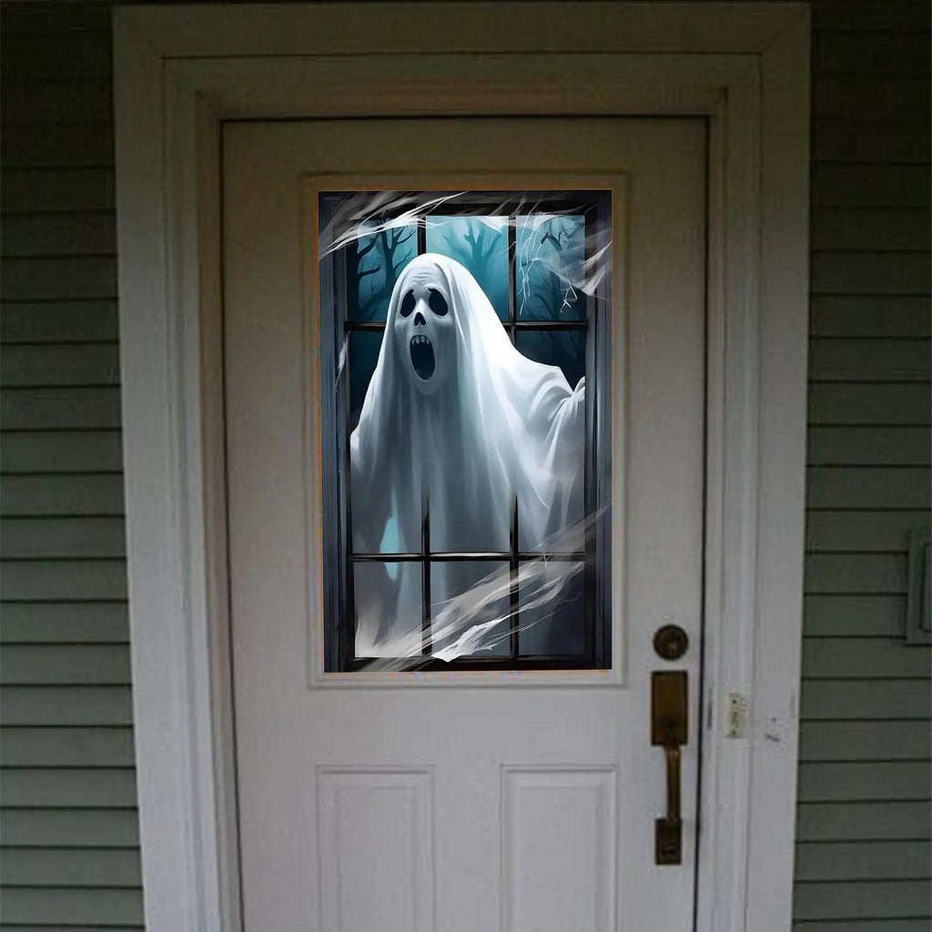 Decorações Assustadoras para Janela de Halloween, Pôster de Fantasma Suspenso com Efeito 3D para Festas e Casas Assombradas