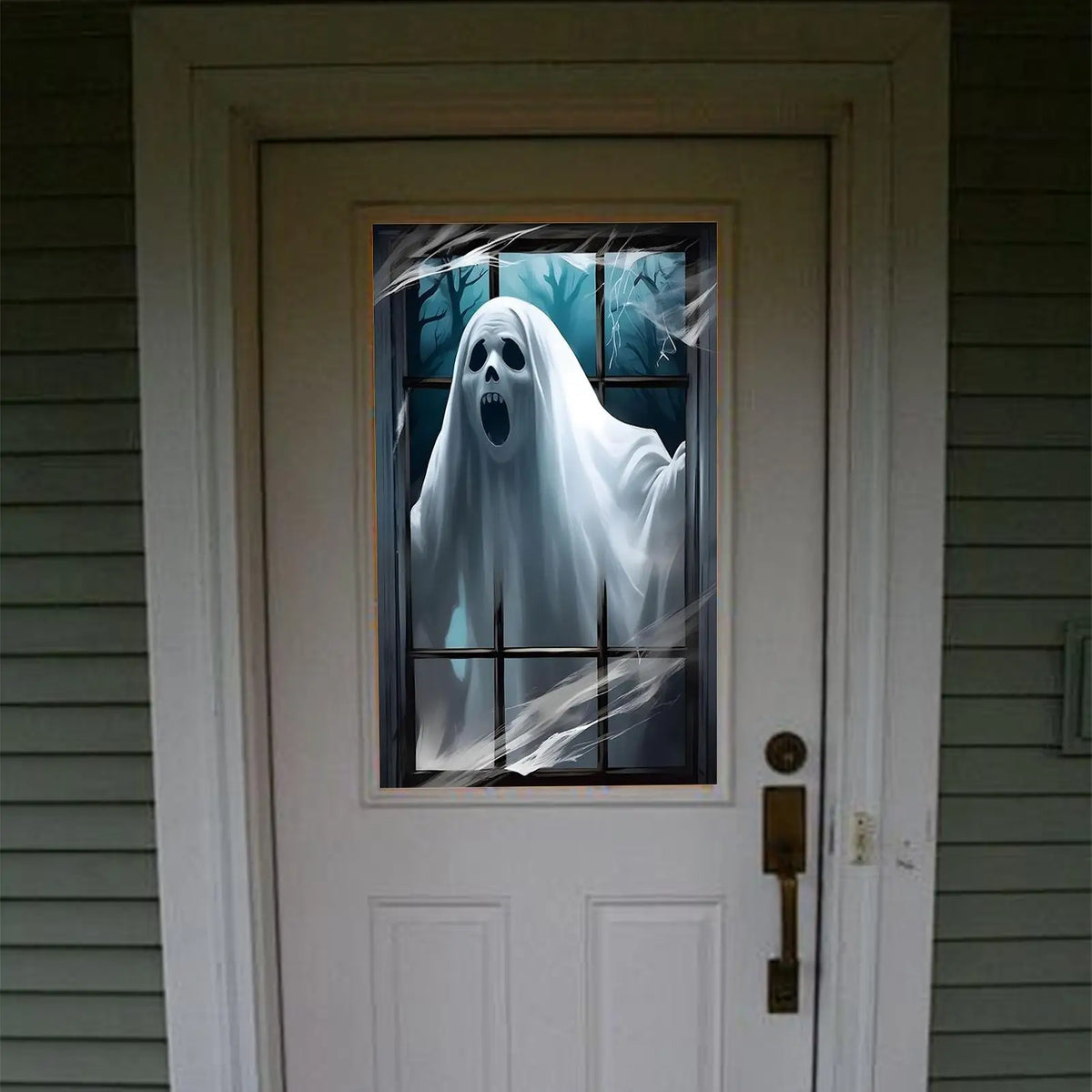 Decorações Assustadoras para Janela de Halloween, Pôster de Fantasma Suspenso com Efeito 3D para Festas e Casas Assombradas
