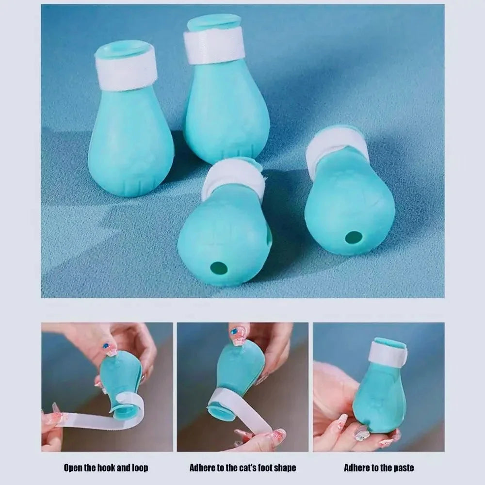 1 Conjunto de Capuz Protetor para Gatos, Acessório de Higiene para Animais de Estimação, Anti-Mordida, Anti-Lambida, Respirável, com 4 Protetores de Patas de Silicone