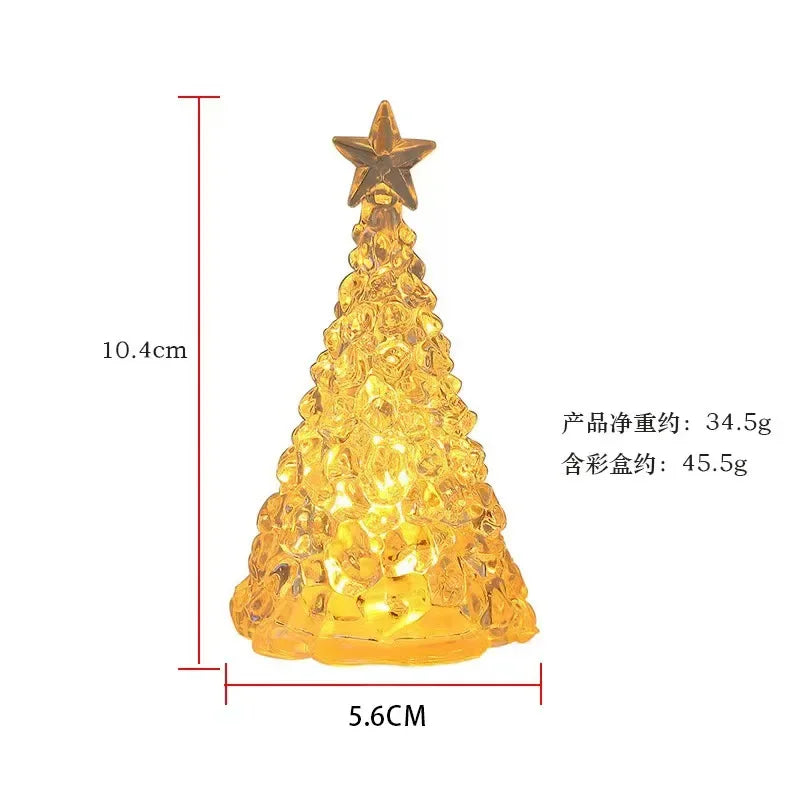 Mini Árvore De Natal Com Luzes LED, Clear Crystal Table Tree Ornamentos, Decorações para o Natal