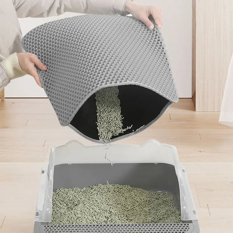 Tapete de areia para gatos, à prova d'água, camada dupla, caixa de areia para animais de estimação, almofada limpa, produtos para gatos, acessórios