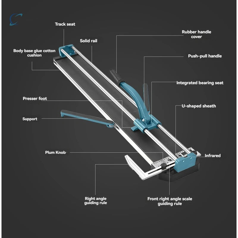 Cortador manual pequeno e portátil para azulejos (cortador de azulejos) – com trilho de barra paralela, comprimento de corte 300/400/600/800/1000mm