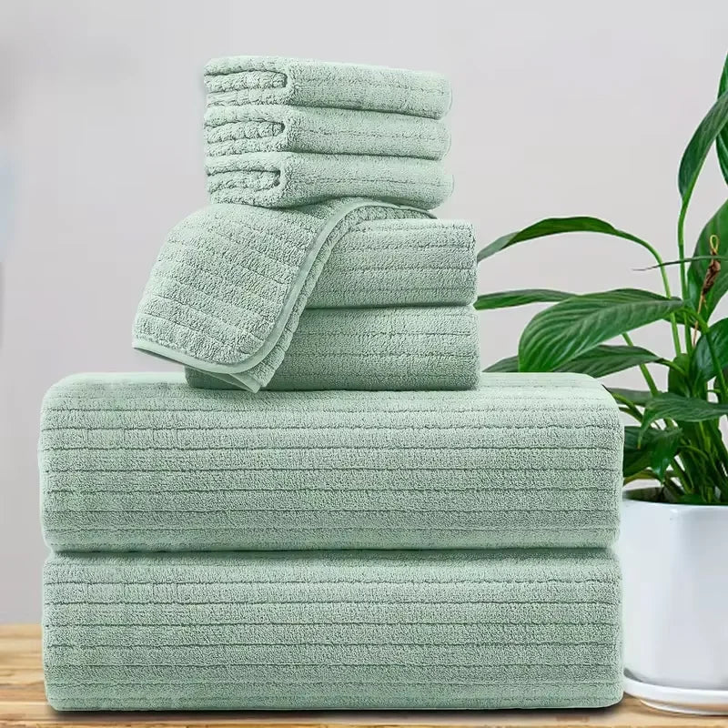 Conjunto de Toalhas de Banho com 8 Peças - 4 Toalhas Faciais + 2 Toalhas de Mão + 2 Toalhas de Banho - Toalhas Absorventes de Secagem Rápida e Macias para o Banheiro Kasa & Pet