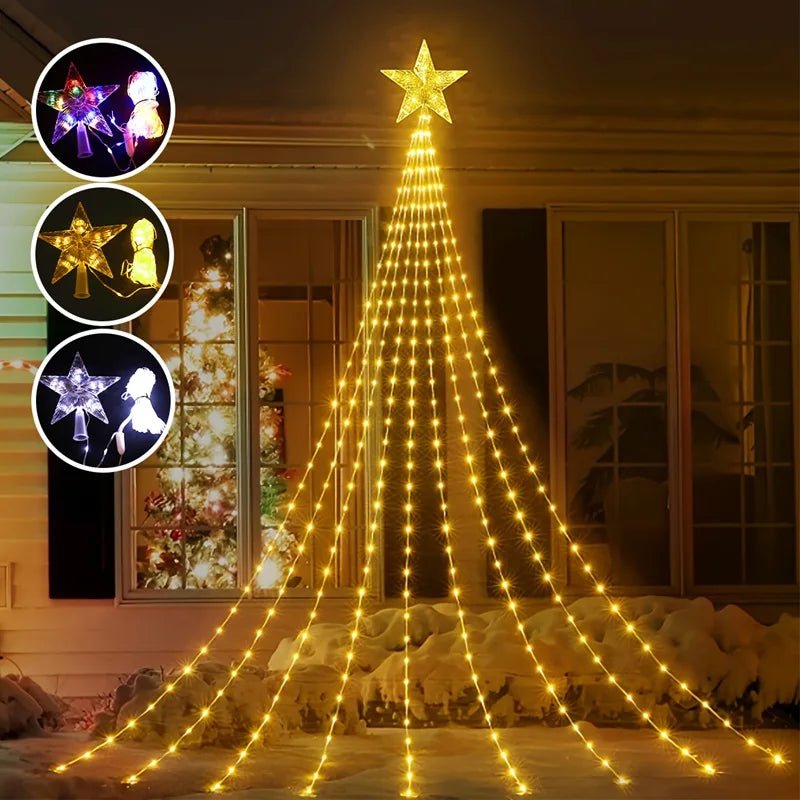 Led estrela cachoeira luzes decorações de natal luzes da corda ornamentos de árvore de natal para casa 2025 navidad natal ano novo 2026