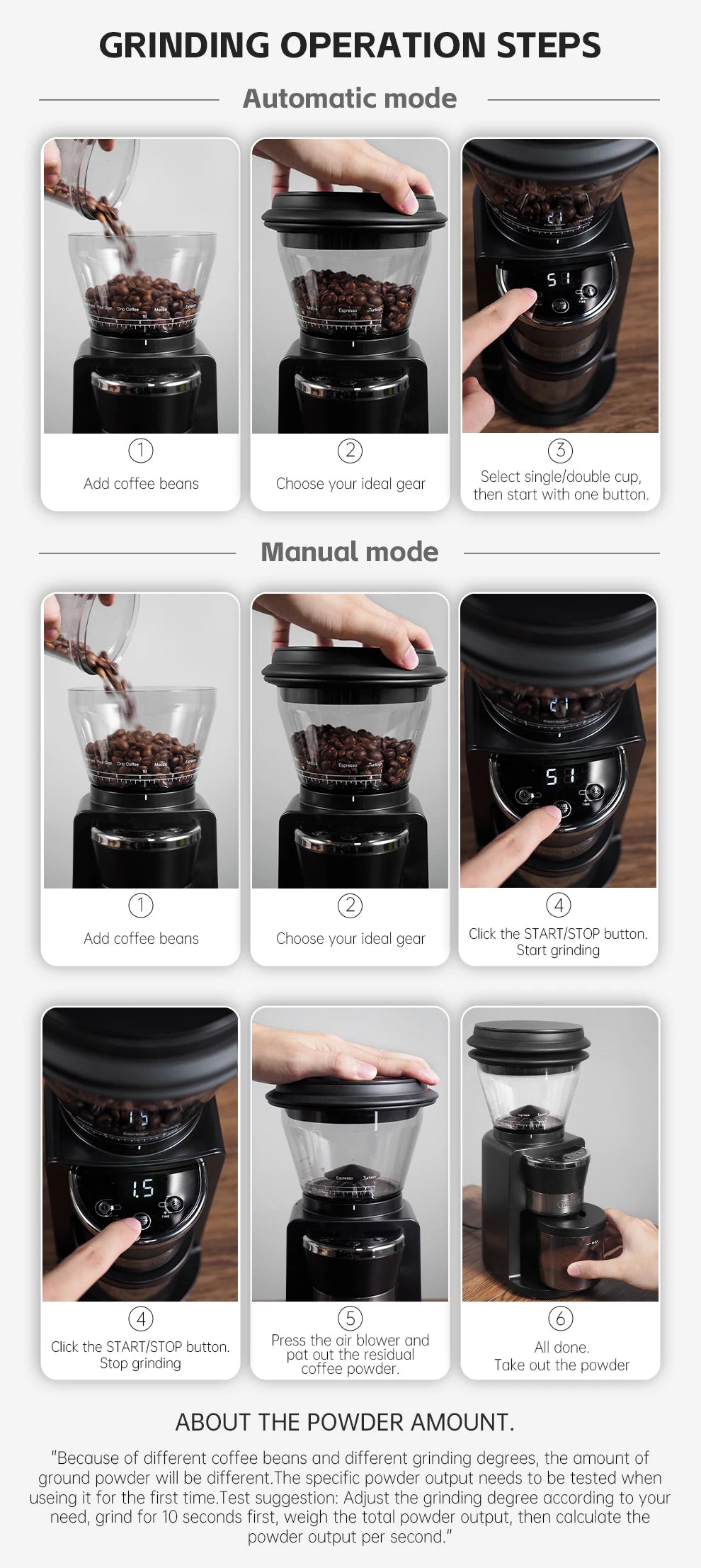 Hibrew moinho de rebarbas automático moedor de café elétrico com 34 engrenagens para café expresso americano despeje sobre armazenamento visual de feijão g3
