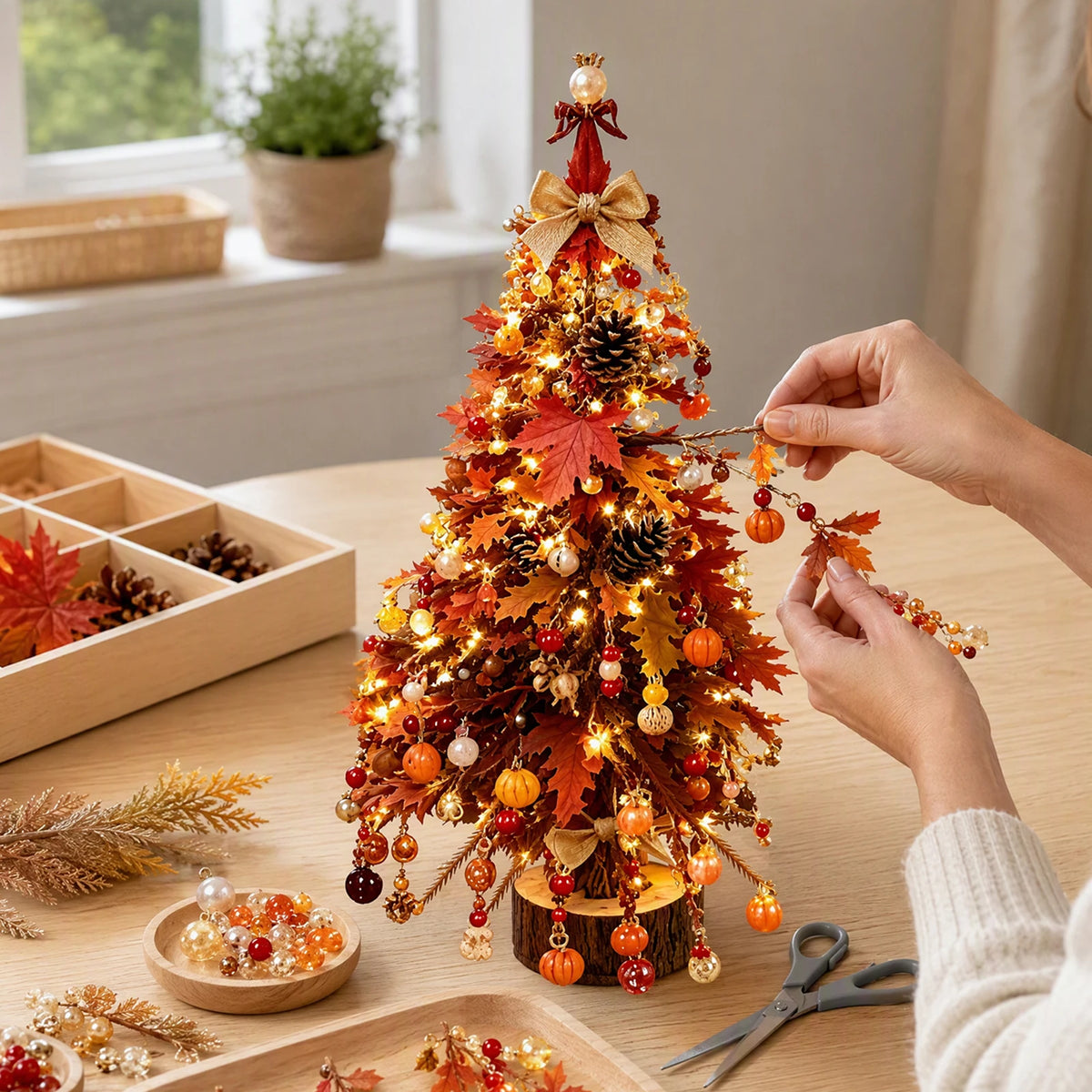 Kit de Artesanato de Natal DIY: Árvore de Natal com Contas e Luzes Brilhantes para Decoração com Contas