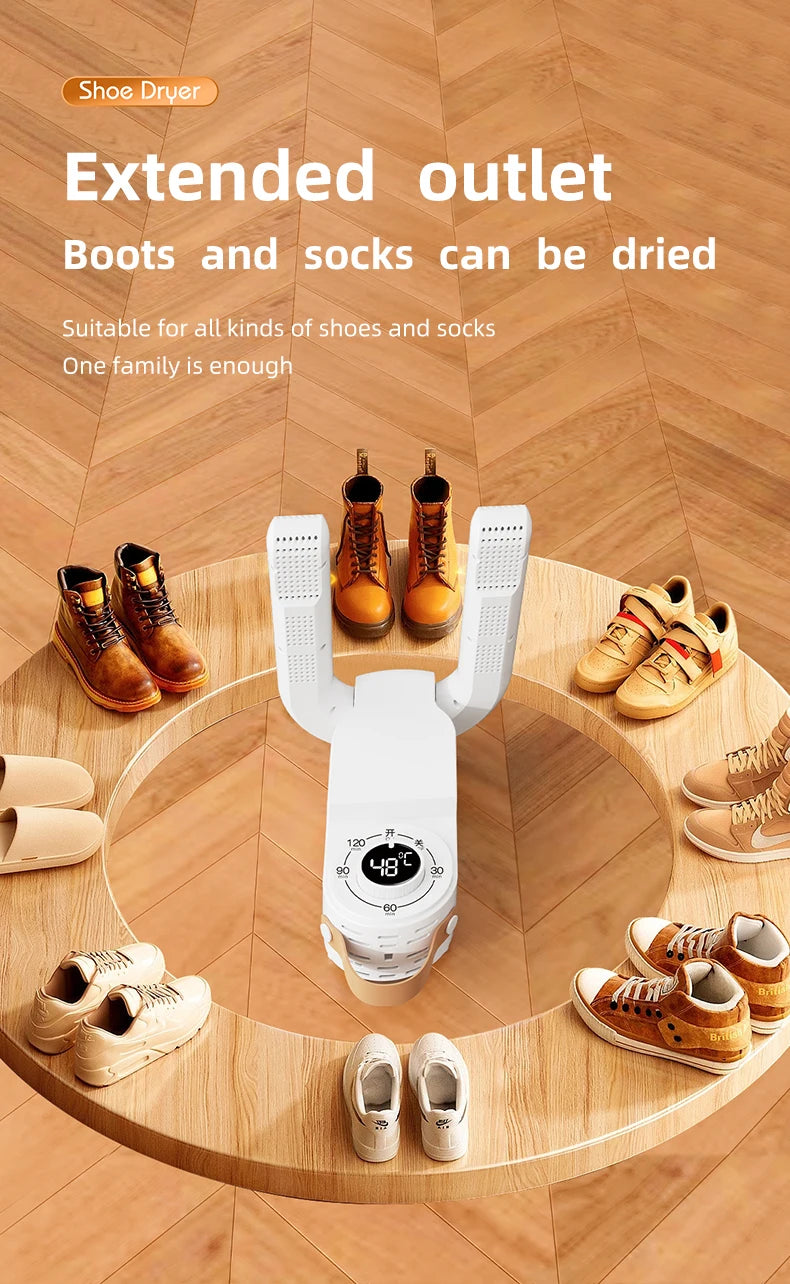 HOMEFISH Secador de sapatos inteligente de secagem rápida, desodorização, esterilização, temporizador ajustável, aquecedor e aquecedor de sapatos domésticos