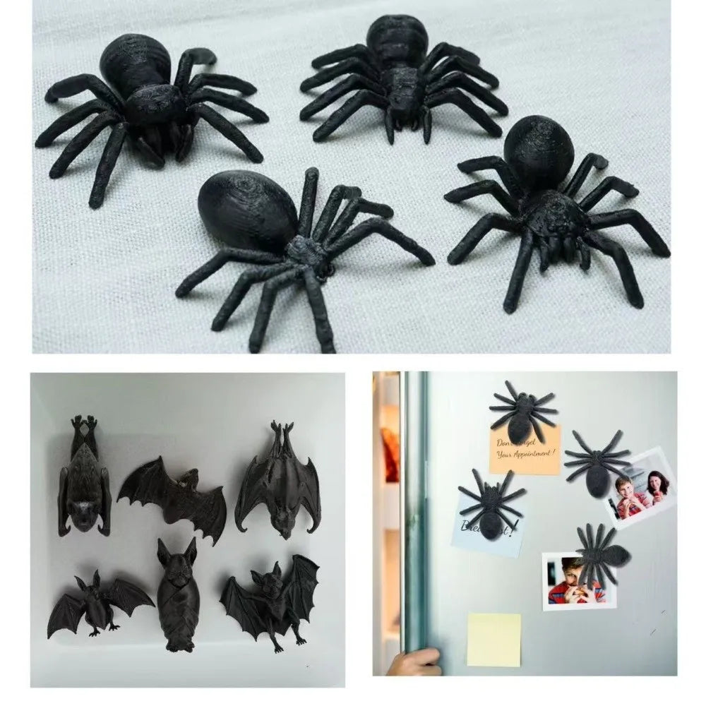 Decoração de Morcego Assustador para Halloween, Ornamentos Decorativos, Ímãs de Geladeira, Aranhas, Adesivos Criativos para Geladeira, Festa de Casa Assombrada