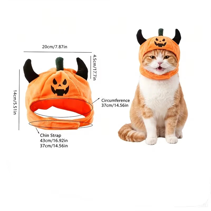 Chapéu de Fantasia para Animais de Estimação de Halloween – Divertido Chapéu de Diabo/Abóbora para Gatos e Cães; Quente, Festivo e Peculiar – Um Presente de Feriado para Pequenos Animais de Estimação