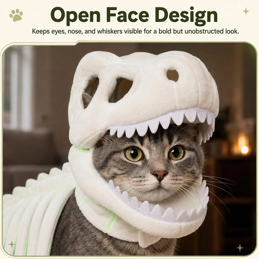 Fantasia de Esqueleto de Dinossauro para Gatos, Roupas de Fantasia para Animais de Estimação, Fantasia de Dinossauro para Festa de Halloween