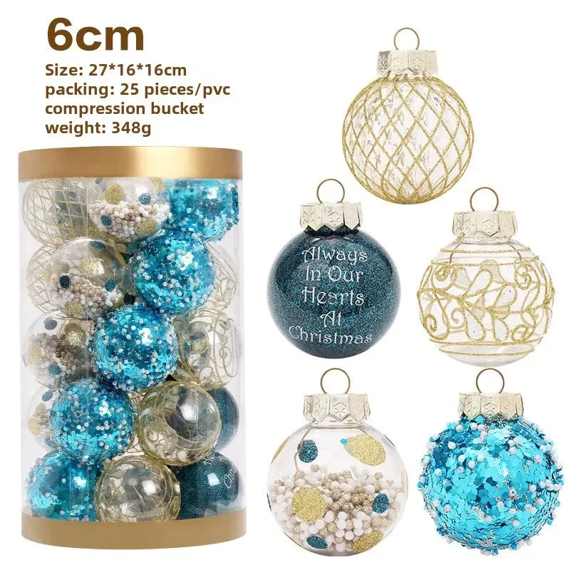 25 pçs 6cm bolas de natal bola grande árvore de natal pingente ornamentos para decoração de festa 2025 ano novo navidad presentes acessório ljiao