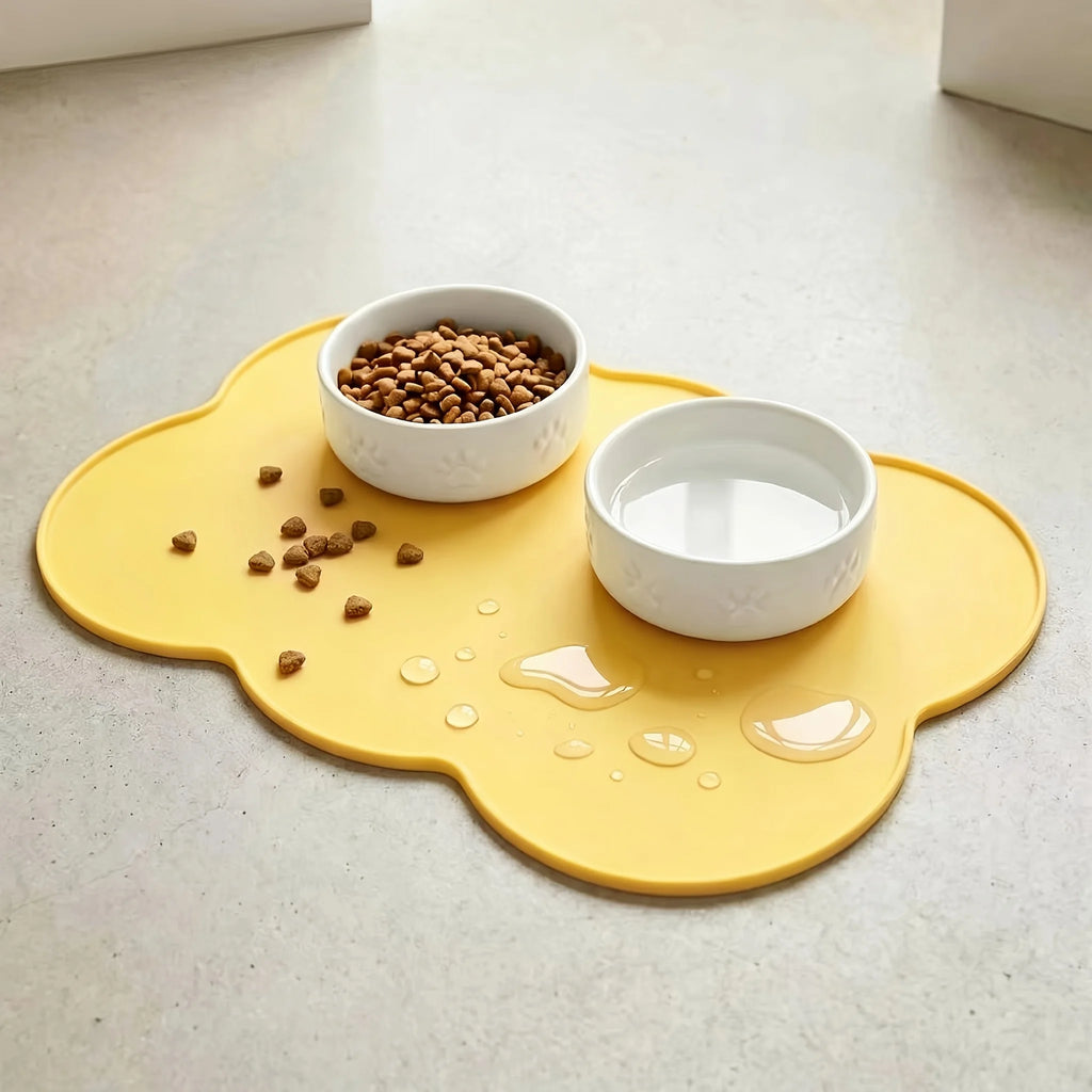 Tapete de Silicone para Animais de Estimação, à Prova de Vazamentos e Antiderrapante para Cães e Gatos, Tapete Oval para Tigelas