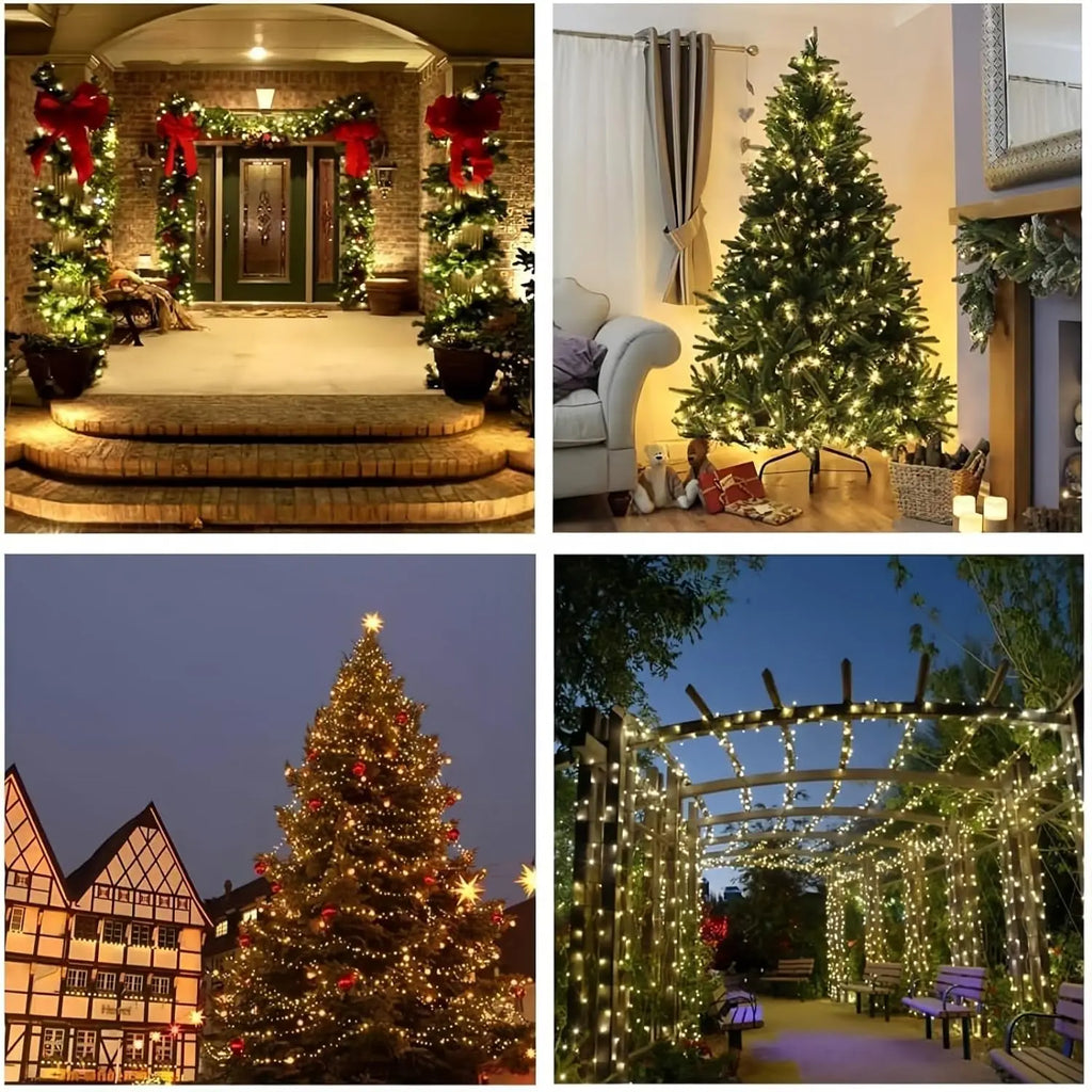 Luzes de corda solares LED 300LED 8 modos movidos a energia solar luzes de Natal ao ar livre à prova d'água estrelado luzes de fadas de Natal