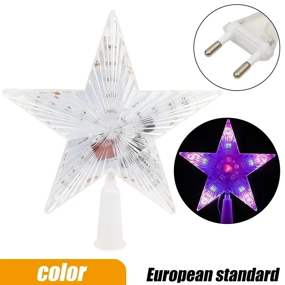 Estrela de natal árvore topper luzes led brilhante estrela lâmpada espumante luz da noite árvore de natal ornamentos superiores ano novo decoração de festa em casa - Kasa & Pet
